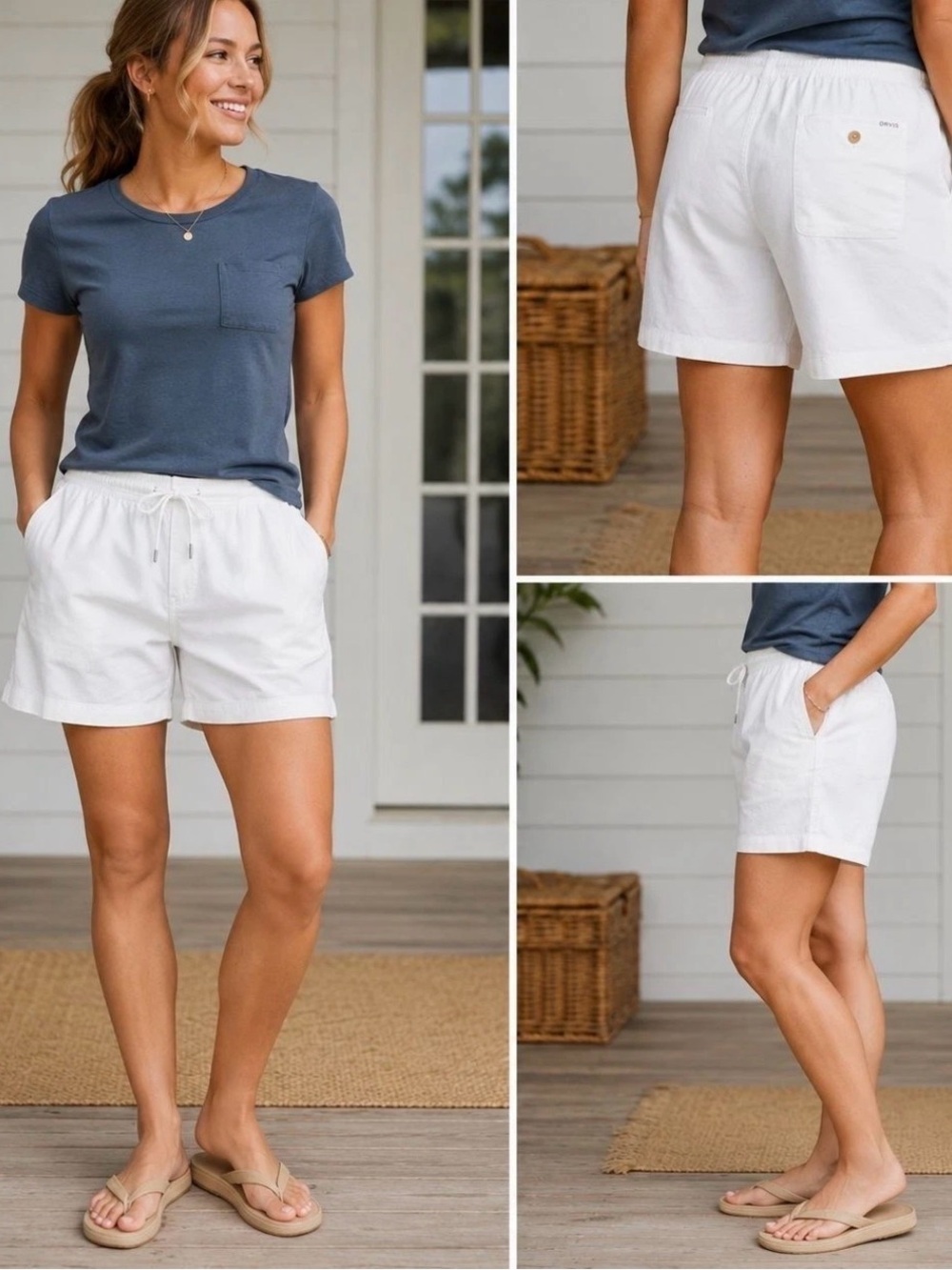 ORVIS Womens XXL White Cotton Bermuda Shorts Adjustable Waist Beach Casual NWT